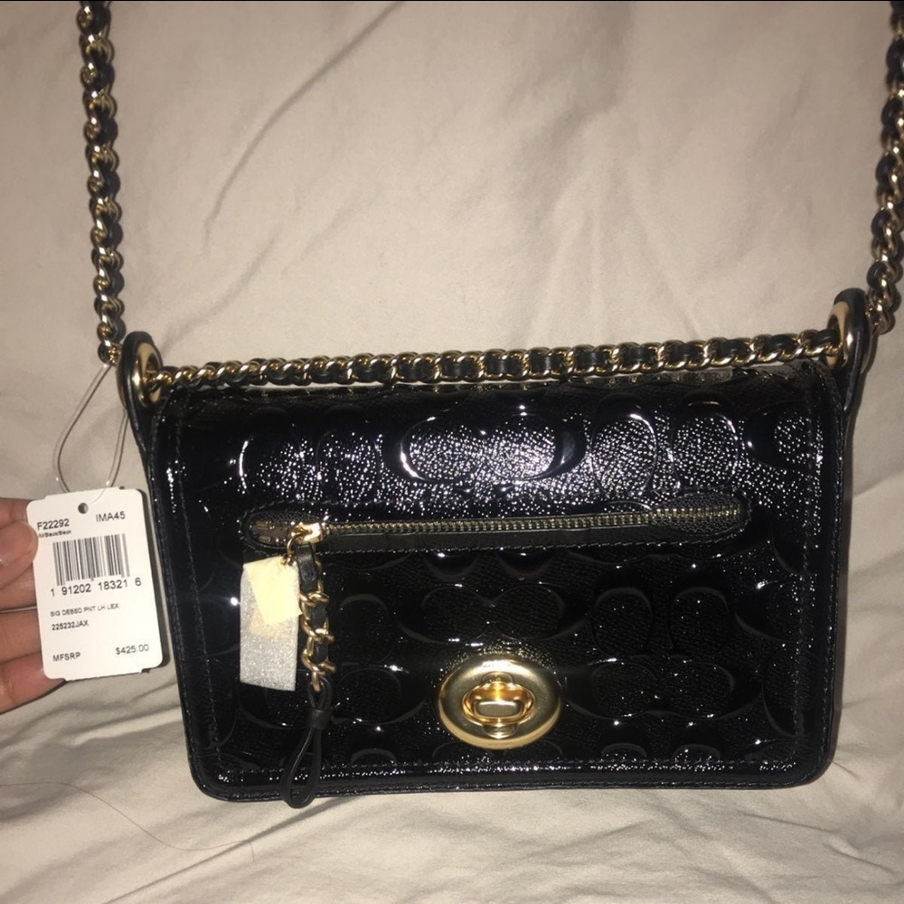 COACH Black Patent Leather Shoulder Bag